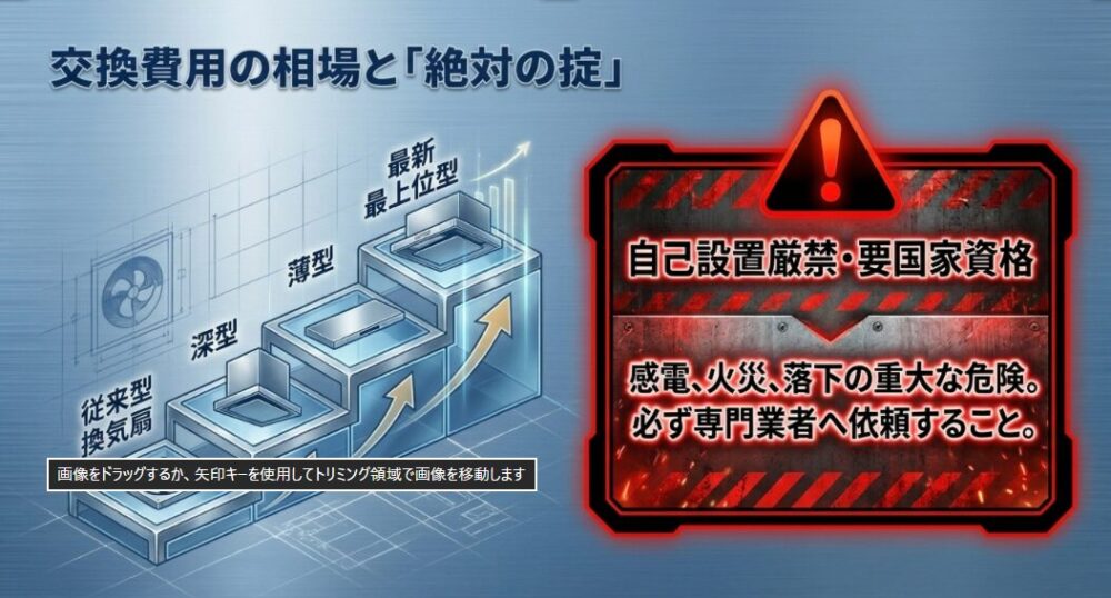 レンジフードのタイプ別交換費用相場と無資格DIY工事禁止の注意点